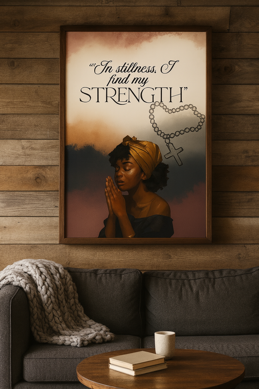 “In Stillness, I Find My Strength” – Inspirational Wall Art Print
